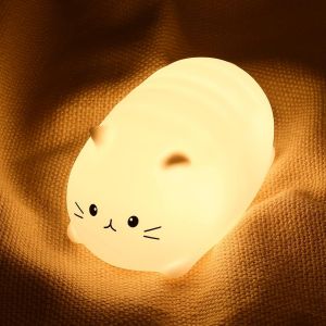 Veilleuse Enfant, Veilleuse B&eacute;b&eacute; Lampe De Chevet, Contr&ocirc;le Tactile 7 Couleurs Chats Veilleuse Kawaii, Veilleuse Enfant Rechargeable Cadeau Bebe Fille - Neuf