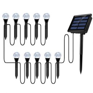 Guirlande Lumineuse Solaire Ext&eacute;rieure De 10 Boules &Agrave; Bulles Avec 8 Modes D'&eacute;clairage Et Conception &Eacute;tanche - Neuf