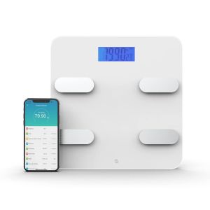 - Balance De Salle De Bain Intelligente | Contr&ocirc;le Pr&eacute;cis Du Poids Et De La Graisse Corporelle | 18 Mesures| Jusqu'&Agrave; 8 Utilisateurs | Synchronisation Avec Google Fit Et Apple Health | Blanc - Neuf