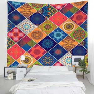 Hjlian Tapisserie Murale Mandala, Tapis De Yoga Geometrique, Tapisserie Pour Dortoir, Art Quadrille - Neuf