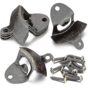 6 Pcs Ouvre-Bouteille Mural,Ouvre-Bière Mural,Ouvre-Bouteille Vintage En Bronze Avec Tapis - Neuf