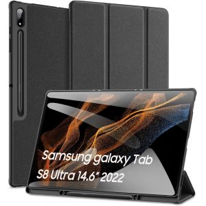 Coque Pour Samsung Galaxy Tab S10 Ultra (2024) / S9 Ultra (2023) / S8 Ultra (2022) 14,6"", Slim Tpu Souple Cover, Housse Etui Cuir Coque Avec Support S Pen, Auto Réveil/Sommeil, Noir - Neuf