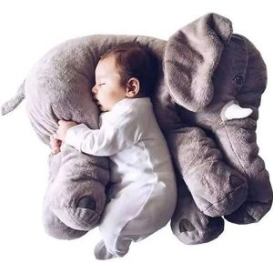 Éléphant Doux Jouets Animaux Oreiller Farcis En Peluche Bébé Coussin Copains Coussin En Peluche Jouet Pour Enfants (Gris, 60cm) - Neuf