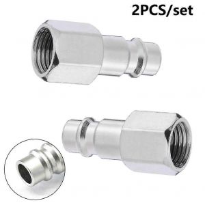 Euro mâle raccords rapides accessoires Compresseur de conduite d'air connecter tuyau outils à filetage d'argent avec femelle 2pcs - Neuf