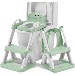 Réducteur De Toilette Enfant Avec Marche ¿ Siège Wc Pliable Pour Apprentissage De La Propreté ¿ Rehausseur Wc Enfant Avec Escalier Antidérapant ¿ Pour Garçons Et Filles - Neuf