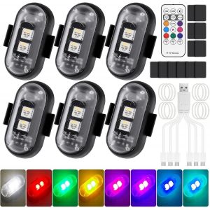 Kalanka-Lot De 6 Lumi&egrave;res Stroboscopiques Pour Drone, 8 Couleurs, &Eacute;tanches, Anti-Collision, Avec T&eacute;l&eacute;commande, Stroboscope Pour Drone, Chargement Usb, Pour Drone, Camion, Moto, V&eacute;lo - Neuf