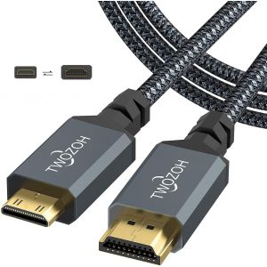 MEVRONISSHOP-C&acirc;ble Mini HDMI vers HDMI 2M, Nylon tress&eacute; 4K C&acirc;ble Mini HDMI C vers Full HDMI A, Supporte 3D Ethernet ARC 4K 60Hz 1080p - Neuf