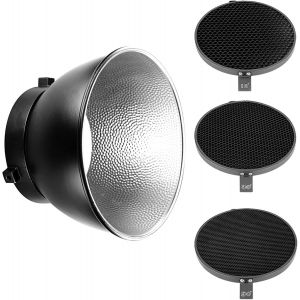 NEEWER Diffuseur de réflecteur standard Neewer pour monture Bowens - 18 cm - Avec grille nid d&#39;abeille - Pour éclairage de studio flash stroboscopique - 10/30/50° - Neuf