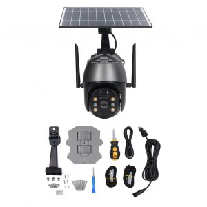 XYONG Camera de securite solaire PIR, detection de mouvement, 3 MP, 1080 p, HD, vision nocturne couleur, IP65, etanche, 4G, version AU - Neuf