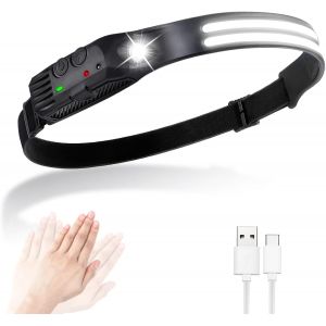 Lampe Frontale Rechargeable, Lampe Frontale Led Rechargeable Usb, 600 Lumens Ipx4 Étanche Mouvement Lampe, 5 Mode D¿Éclairage Détecteur Pour Camping Randonnée [Classe Énergétique A+++] - Neuf