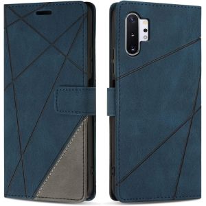 Kal-Coque Pour Galaxy Note 10 Plus, Protection Housse Etui En Cuir Pu Portefeuille Livre Pour Galaxy Note 10 Plus, Emplacements Cartes, Fonction Support, Bleu - Neuf