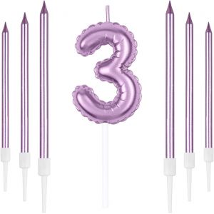 ERYI-Ensemble De 3 Candles D'Anniversaire Rose - 6 Bougies Longues Pour Les Fêtes - Neuf