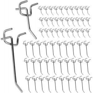 12 x Crochet Panneau Perfor&eacute; Mural, Boite Transparent Rangement Atelier Bricolage avec 36 Adh&eacute;sives Papier &Eacute;tiquette pour Garage, Jardin, Boutique - Neuf