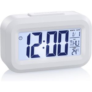 R&eacute;veils De Voyage, Lcd R&eacute;veil Num&eacute;rique Fonctionne Piles, Affichage 12/24H, Fonction R&eacute;p&eacute;tition, R&eacute;veil Led Intelligent Pour Chambre &Agrave; Coucher, Bureau, Blanc - Neuf