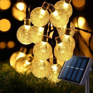 TRAHOO-Guirlande Solaire Exterieur, 7m/24 ft 50LEDs Guirlande Lumineuse Exterieure, 8 Modes IP65 &Eacute;tanche Guirlande Lumineuse Exterieure Solaire pour Jardin, Mariage, F&ecirc;te, Cour, D&eacute;coration (Blanc Cha - Neuf