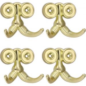 4 Pi&egrave;ces Pat&egrave;res Murale Vintage,Crochet Mural avec Vis Double Crochet Porte Manteau en Alliage de zinc Coat Hooks pour Salle de Bain,Chambre,Armoire(Dor&eacute;) - Neuf