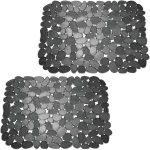 Tapis D'&eacute;vier D&eacute;coup&eacute; (Lot De 2) - Essuie-Vaisselle En Pvc - Tapis De Protection Pour Vaisselle Et &Eacute;vier - Noir - Neuf
