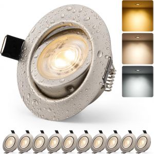 Subzonal-Spot Led Encastrable Salle De Bain Dimmable Nickel Orientable Extra Plat Trou 68mm - 80mm Ip44 6w 230v, Spot De Plafond Pour Cuisine Salon Chambre, Blanc Chaud/Neutre/Froid R&eacute;glable, Lot De - Neuf