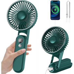 KALANKA-Mini Ventilateur Portable Rechargeable USB - Turbo Ventilateur de Poche 5 Vitesses, 18H Autonomie Max, Compact et Léger (vert) - Neuf
