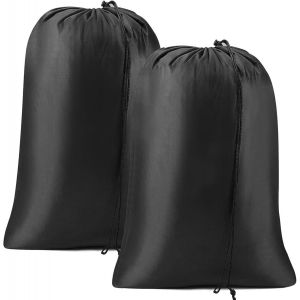 Noir - Pack De 2 Sacs De Linge Sale, 50 X 40 Cm, Pliable, Avec Un Cordon De Serrage Pour Les Voyages, Le Camping, Résidence, Hôtel - Neuf