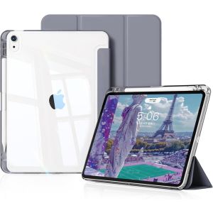 Coque Pour Ipad Air 11 Pouces M3/M2 (2025/2024), Pour Ipad Air 5ème/4ème (2022/2020 10,9 Pouces), Rangement De Stylet, Housse Transparente Claire Etui Antichoc, Veille/Réveil Auto, Violet - Neuf