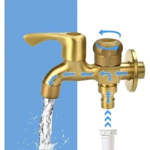 Double Robinet 1/2 ""Robinet de jardin Robinet extérieur en laiton Jardin Anti-givre Double Sortie Robinet Lavage - Neuf