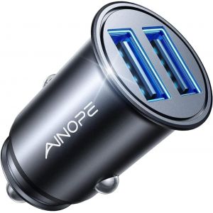 Chargeur Allume Cigare USB [Ultra Compact d'Aluminium Alliage] Rapide Chargeur Voiture 24W/4.8A USB en Charge Rapide Chargeur Voiture pour iPhone 16/15/14/ Plus Pro Max,iPad,Galaxy S25 S24 - Neuf