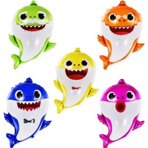 24 Inch Helium Shark Balloons 5 Pack Sea Shark Family Birthday Decoration Baby Shower Supplies - Neuf