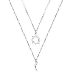 Collier Soleil Et Lune Avec Bo&icirc;te &Agrave; Bijoux, 2 Pi&egrave;ces, Collier M&egrave;re-Fille, Colliers Pour Meilleure Amie, Ensemble D'amiti&eacute;, Bijoux Pour Soeur (Argent) - Neuf
