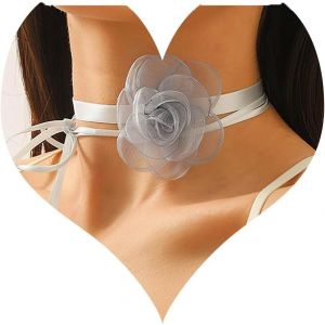 Collier Ras Du Cou En Dentelle Fleurie Collier Fleur De Cam&eacute;lia Noir Collier Collier Dentelle Fleurie Noire Collier Dentelle Fleurie Vintage Collier Dentelle Velours Bijoux - Neuf