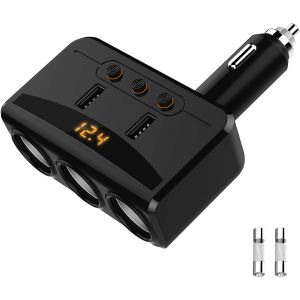 Eryi-Chargeur Allume Cigare Usb Chargeur Voiture 100w 5 In 1 Multi Prise Allume Cigare 12v/24v Charge Rapide Chargeur Affichage Led Avec Double Ports Usb Interrupteur Indépendant Pour Tablette Phone - Neuf
