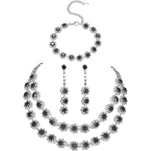 Meimie-Paruremariage Bijoux Pour Femme Cubique Zircone Collier Boucles D'oreilles Pendantes Et Bracelet Ensemble Cristal Strass Pourmariage Fiançaillesmariée Demo Lle D'honneur Fête - Neuf