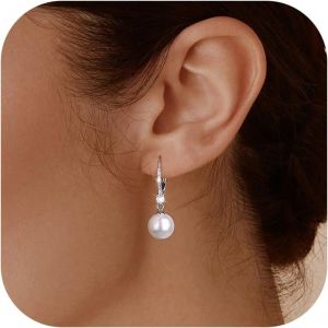 Kalanka-Boucles D&iquest;Oreilles Des Perles Simple En Argent 925 Crochet Boucles D&iquest;Oreilles Cadeau De La Saint-Valentin - Neuf