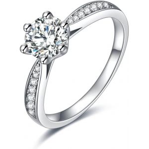 Bagus D Mariag N Argnt Strling 925 0,5 Carat Pour Fmm, Bagu D Fiançaills Annaux N Argnt Pour Ll, Bijoux Cadaux Pour Fmm, P 1/2, Argnt Strling 925, 1 Carat[Q2596] - Neuf