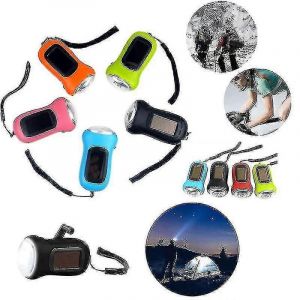 Lampe de poche LED d'urgence à batterie solaire, torche à manivelle, torche dynamo, camping en plein air, randonnée - Neuf