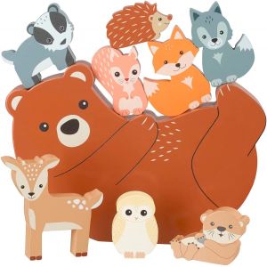 ChenQuanSarl-Orange Tree Jouets En Bois Empilables ¿ Jouet D'Équilibre Avec Animaux De La Forêt, Ours, Renard, Écureuil, Hibou, Castor Et Plus Encore ¿ Jouets En Bois Pour Enfants De 1 An, Jouets Pou - Neuf