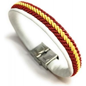 Kal-| Bracelet En Cuir Drapeau De L'espagne (Fait À La Main) | Accessoires De Mode Unisexe Pour Hommes Et Femmes De Style Intemporel Et Élégant | Cadeaux Originaux Et Exclusifs - Neuf