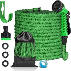 Tuyau d'Arrosage Extensible 7.5m, Tuyau Arrosage Extensible, Tuyau d'Arrosage Flexible avec 7 Modes d'Arrosage, Léger et Facile à Ranger Pour Irrigation, Laver La Voiture, Baigner - Neuf