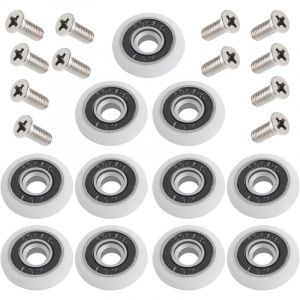 12 Pieces Roulette Porte De Douche Roue, Roulette Porte Coulissante, Roulette Porte Coulissante Douche, Roulette Porte, Avec Des Vis, Pour Coulissante De Douche, Blanche, 23mm goodnice - Neuf