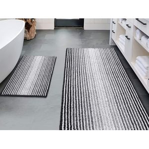 Ensemble de tapis de bain antid&eacute;rapants &agrave; s&eacute;chage rapide - Noir et blanc, 2 pi&egrave;ces - Neuf
