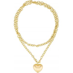 Kal-Collier Coeur Gonflé Pour Femme, Collier Gros Or Tendance Collier Longue Chaîne Avec Pendentif Coeur Bijoux De Déclaration Cadeau Pour Anniversaire Saint Valentin Anniversaire - Neuf