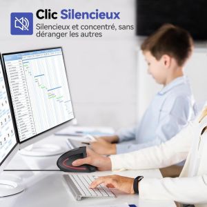 Souris Ergonomique Filaire, 6400 DPI Souris Verticale Filaire, C&acirc;ble USB 1,5 m, 6 Boutons pour PC, Ordinateur, Portable, Mac - Noir - Neuf