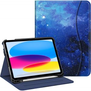 &Eacute;tui Compatible Avec Ipad 10E G&eacute;n&eacute;ration (2022) 10,9 Pouces, Support De Visualisation Multi-Angle Avec Porte-Crayon Et Poche, Mise En Veille/R&eacute;veil Automatique, Ciel &Eacute;toil&eacute; - Neuf