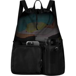 Acdsgd-Sac De Sport En Maille, L&eacute;ger Pliable Sac &Agrave; Cordon Imperm&eacute;able Avec Poches Multiples, Sac &Agrave; Cordes Gym Sport Femme/Homme Multifonction Sac De Gym Pour Voyage Gym Plage Piscine - Neuf