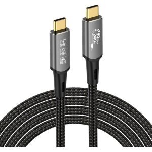 LORANKA-C&acirc;ble USB4, avec c&acirc;ble Thunderbolt 4, 240 W, c&acirc;ble de charge 40 Gbps, c&acirc;ble de donn&eacute;es 8K @ 60 Hz 4K120 Hz HDR, PD3.1, USB C vers USB C, pour hub, Dock MacBook, M1 M2, M3, Mac Studio SSD, ord - Neuf