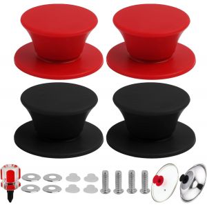 Kalanka-Lot De 4 Poign&eacute;es De Couvercle Casserole En Silicone, Boutons De Rechange Universels R&eacute;sistants &Agrave; La Chaleur Sans Bpa Avec, Vis Et Joints En Acier Inoxydable, Lavable Au Lave-Vaisselle - Neuf