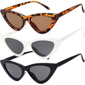 Asas-3 Pcs Lunettes De Soleil,Lunette De Soleil Femme,Cateyes Lunettes Solaires Rétro Stylé,90's Lunettes De Fête Pour Femmes Et Hommes,Pour Conduite Voyager La Protection Uv400 - Neuf