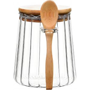 Cmws-Bocal De Rangement En Verre Avec Couvercles Hermétiques Et Cuillère 700 Ml, Bocaux Avec Poignée En Métal, Boîte À Thé, Café, Sucre, Bonbons, Biscuits, Boîtes De Rangement Décoratives Pour - Neuf