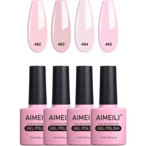 4 Couleurs 10ml Vernis Gel Semi Permanent Naturel Nude Rose, Lot Vernis &Agrave; Ongles Gel Uv Led Nail Polish Soak Off Manucure - Kit 27 - Neuf