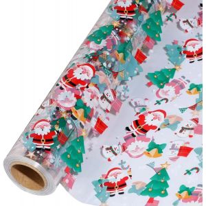 30m Noël Papier Emballage Transparent Rouleau Plastique Transparent Papier Cadeau Pour Fleuriste Hospitalité, Vin, Décoration De Fête. (40cm X 30m X 2.3mil) - Neuf